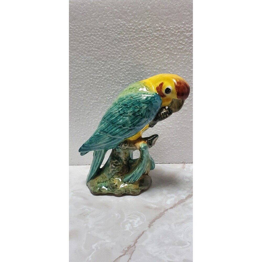 Stangl Parrot Bird Pottery Figurine Glossy Green Yellow Blue 5in MPN 3419